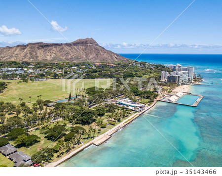 Diamond Head from the sky - Oahu, Hawaii 35143466