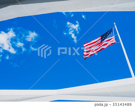 US Flag at USS Arizona Memorial US Flag at USS Arizona Memorial 35143489