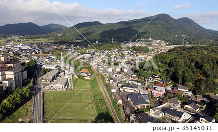 [空撮] 香春岳（かわらだけ）・旧日本セメント香春工場　福岡県田川郡香春町 35145031