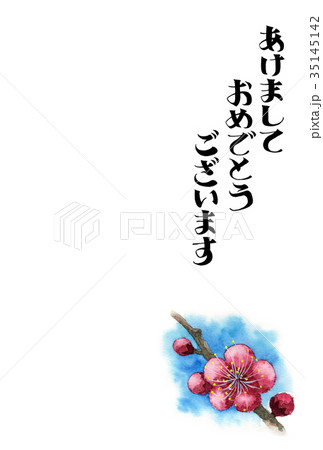 紅梅の賀詞入り年賀ハガキ素材 紅梅の賀詞入り年賀ハガキ素材 35145142
