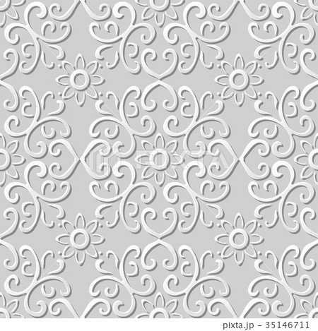 Seamless retro white 3D paper cut art background 35146711