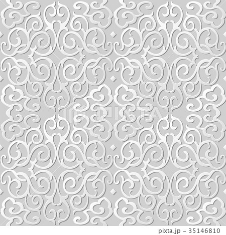 Seamless retro white 3D paper cut art background 35146810