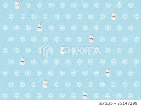 雪の和紙よこ（水色） 35147299