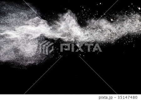 Freeze motion explosion of white dust  35147480