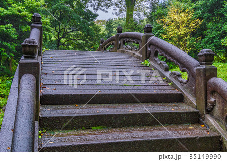 秋雨に濡れる小石川後楽園「円月橋」 秋雨に濡れる小石川後楽園「円月橋」 35149990