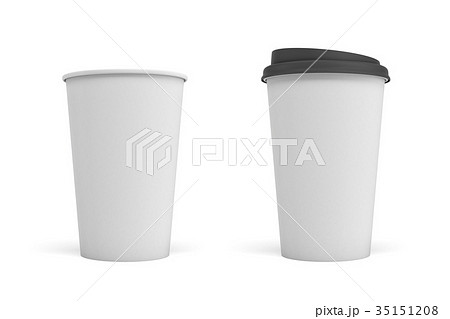 3d rendering of two white coffee cups one with a 3d rendering of two white coffee cups one with a 35151208