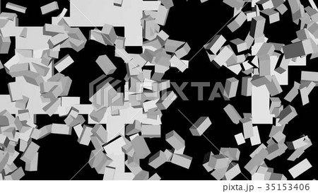 Destruction of a white brick wall on a black 35153406
