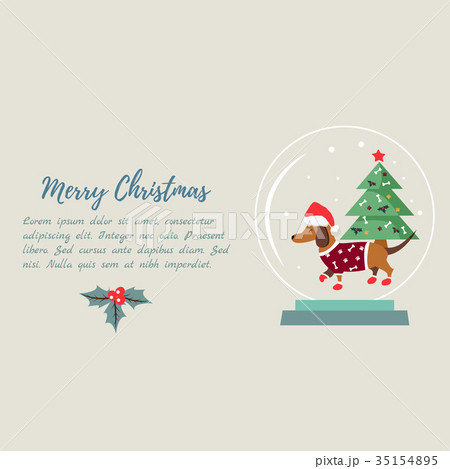 Christmas holiday background with funny badger dog Christmas holiday background with funny badger dog 35154895