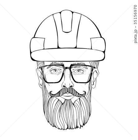 Builder, industrial worker. The face of a bearded 35156970