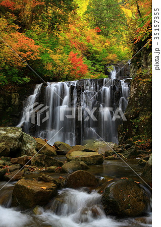 紅葉の立又渓谷 二の滝 紅葉の立又渓谷 二の滝 35157355