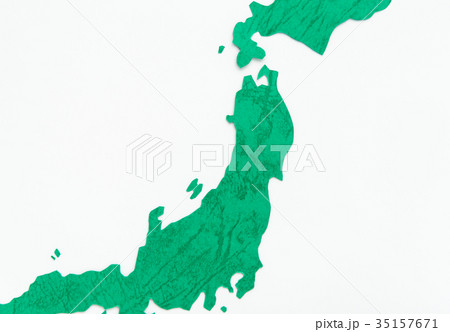 地図イメージ 道南 東北 関東 日本列島 切り絵 部分の写真素材