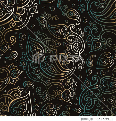 Paisley Beautiful golden seamless background. Paisley Beautiful golden seamless background. 35159911