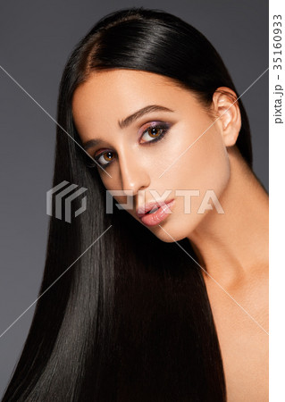 Portrait of attractive woman with straight hair  35160933