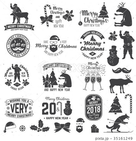 Merry Christmas And Happy New Year 18 Retroのイラスト素材