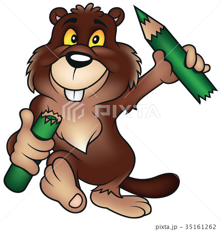Beaver Carrying Broken Pencil - Stock Illustration [35161262] - PIXTA