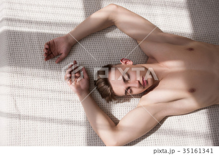 Healthy man comfort bed relax concept 35161341