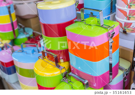 Tiffin box or food carrier stack colorful 35161653