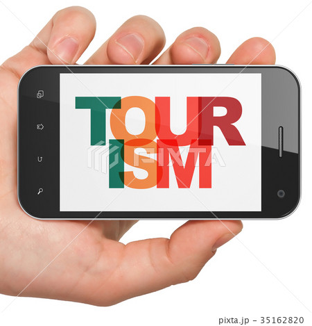 Tourism concept: Hand Holding Smartphone with 35162820