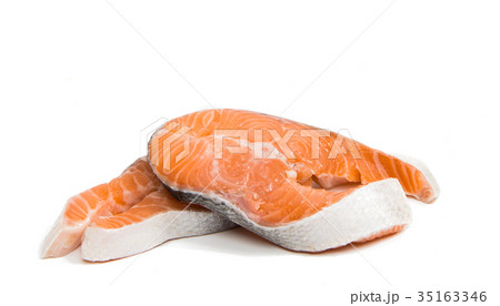 Pieces of red fish isolated Pieces of red fish isolated 35163346