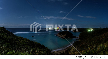 種子島　夜の恵美之江展望公園からの景色　パノラマ 35163767
