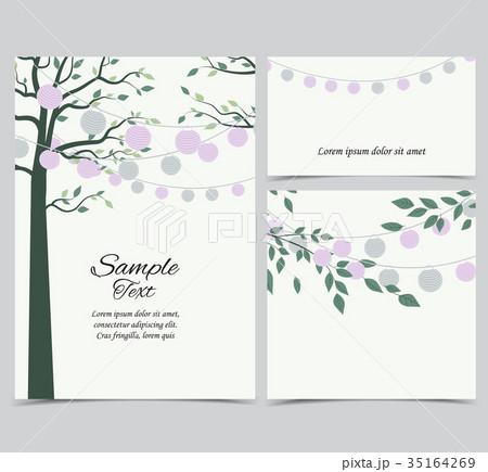 Trees and chain of lanterns 35164269