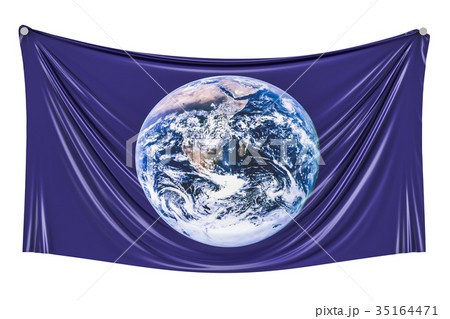 Flag of Earth hanging on the wall, 3D rendering 35164471