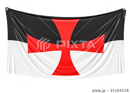 Templar knight flag hanging on the wall 35164528