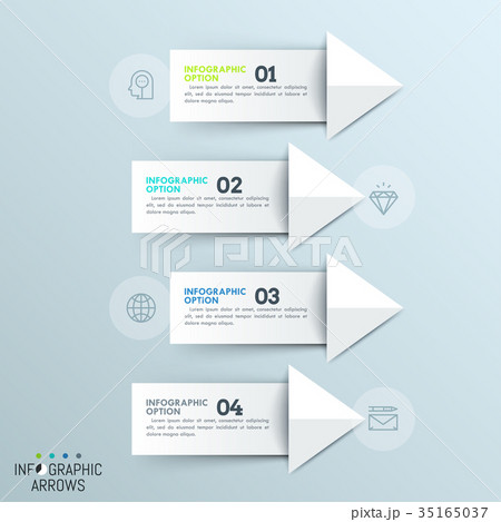 Four paper white numbered arrows pointing at thin 35165037