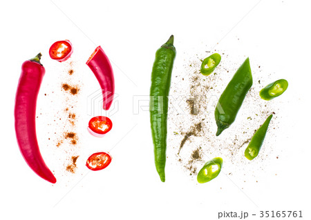 Spicy chili peppers on white background 35165761