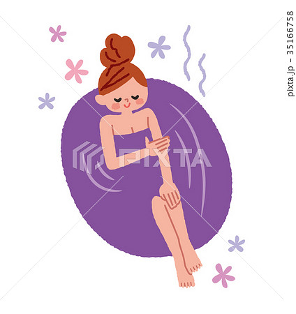お風呂に入る女性 快眠 お風呂に入る女性 快眠 35166758