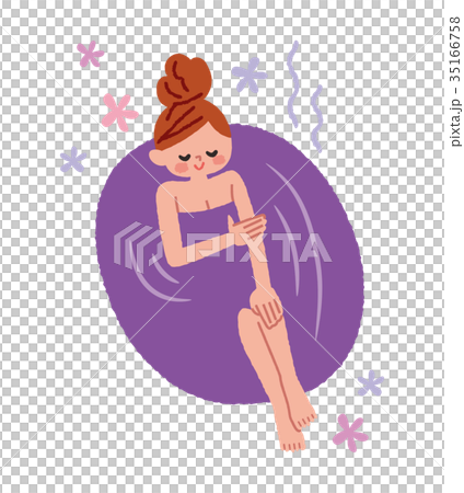 お風呂に入る女性 快眠 お風呂に入る女性 快眠 35166758