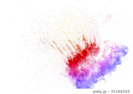color powder explosion on  white background 35168583
