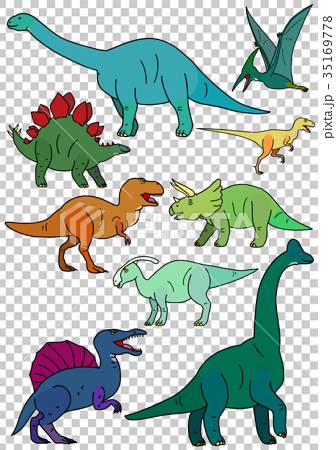 恐竜の素材 カラーのイラスト素材