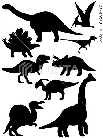 恐竜の素材 シルエットのイラスト素材