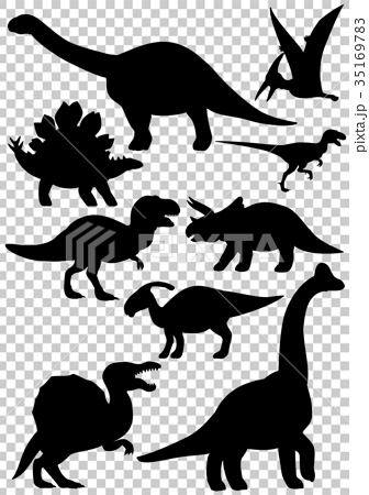 恐竜の素材 シルエットのイラスト素材