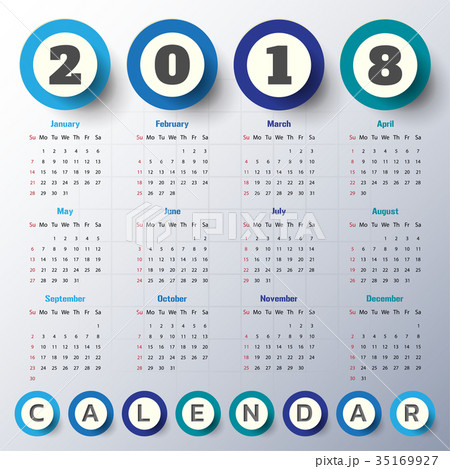 2018 Modern calendar template .Vector/illustration 35169927