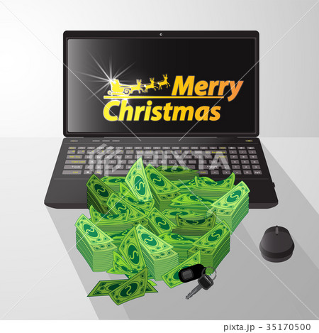 happy Christmas inscription with Santa 35170500