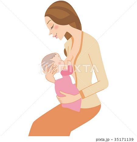 母乳を飲む赤ちゃんのイラスト素材