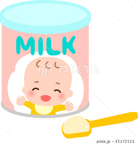 赤ちゃん用の粉ミルクの缶のイラスト素材