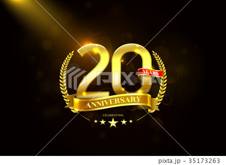 20 Years Anniversary laurel wreath Golden Ribbon 35173263