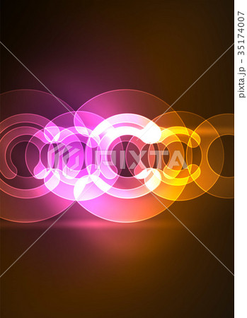Round glowing elements on dark space, abstract 35174007