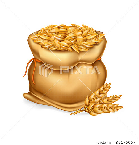 Vector realistic illustration of a bag with wheat 35175057