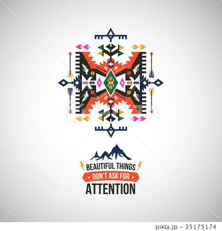 Colorful abstract geometric simbol in tribal style 35175174