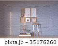 Vintage retro wall loft interior with decoration 35176260