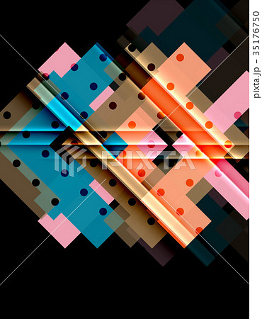 Colorful triangles and arrows on dark background 35176750