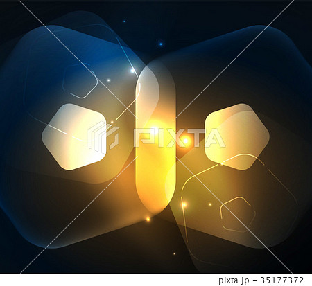 Glowing glass transparent pentagans, geometric Glowing glass transparent pentagans, geometric 35177372