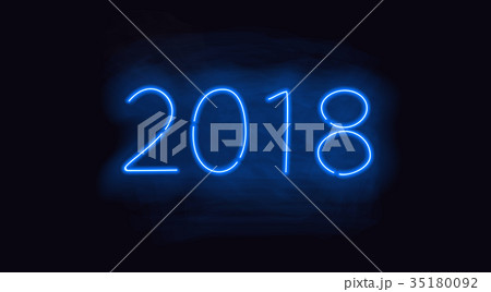 2018 blue neon glowing vector sign 2018 blue neon glowing vector sign 35180092