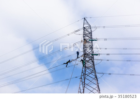 Electricians Steel Tower Power Lines Repairs 35180523