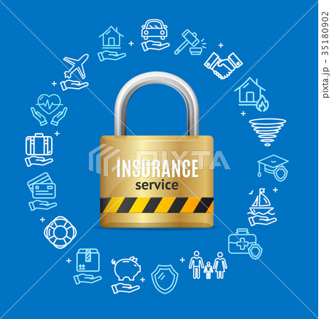 Insurance Service Round Design Template Line Icon Insurance Service Round Design Template Line Icon 35180902