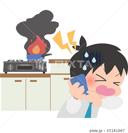 火事の通報をする男の子 35181067